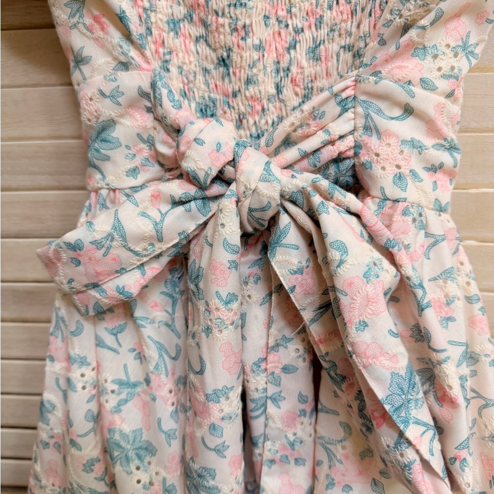 Floral Tiered Mini Dress - Pink/Green - Picture 5 of 6